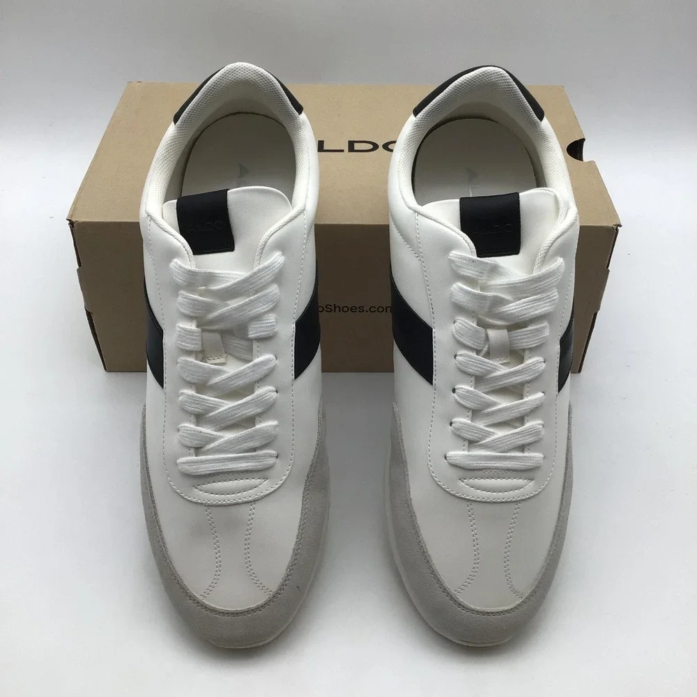 Aldo Nathaniell-100 Mens Sneakers White Black Low‎ Top Trainers Size 13 NEW